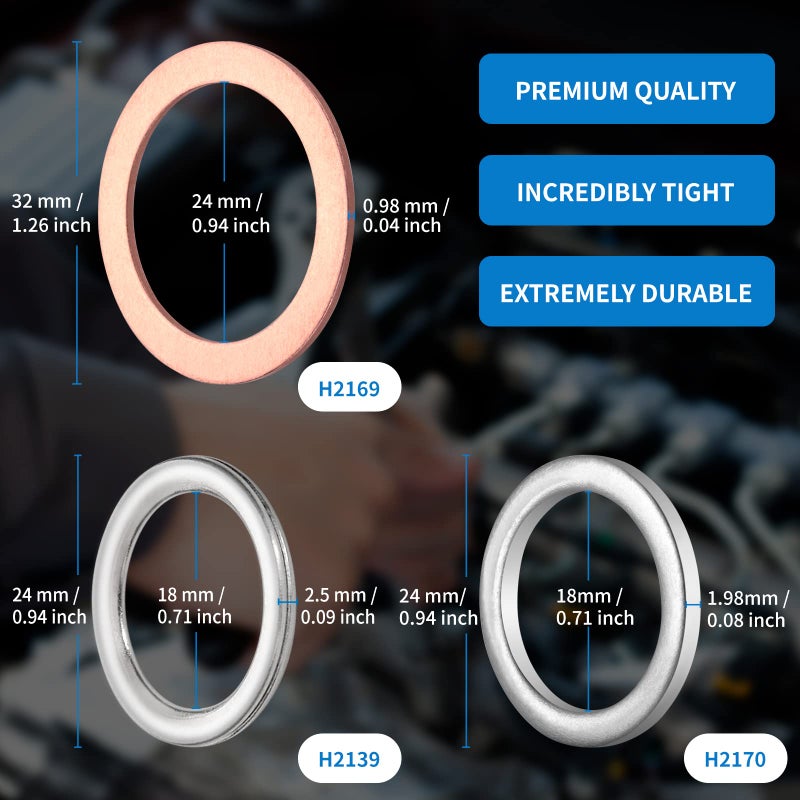 AOIT Differential and Transmission Drain Plug Crush Washers Gaskets Compatible with 4Runner T acoma T undra FJ Cruiser Land Cruiser, Replacement for The Part# 12157-10010 90430-24003 90430-18008 - Image 2